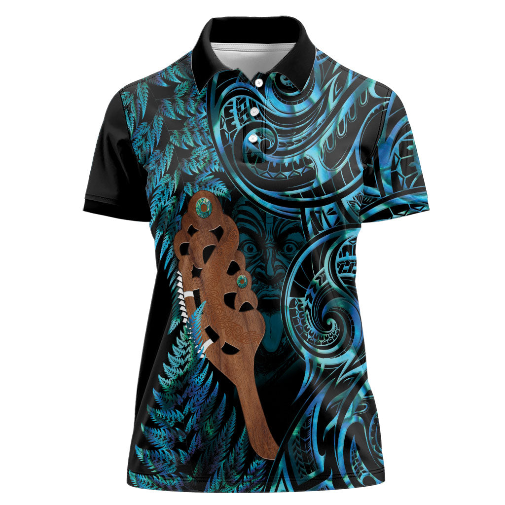 Maripi New Zealand Women Polo Shirt Maori Weapon Paua Shell Haka Fern LT14 Female Turquoise - Polynesian Pride