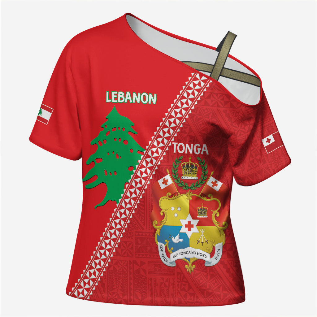 Tonga And Lebanon Cross Shoulder Shirt 2026 Together Half Style