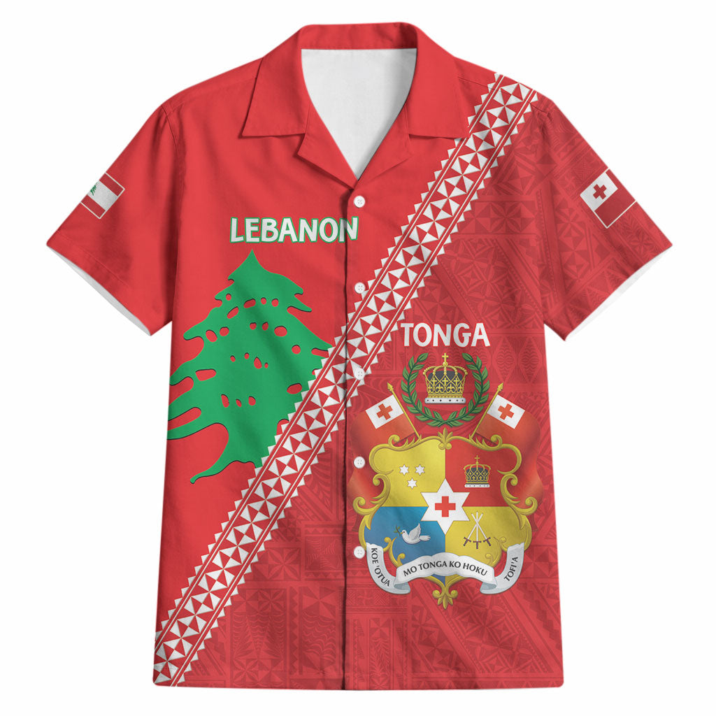 Tonga And Lebanon Hawaiian Shirt 2026 Together Half Style LT14 Red - Polynesian Pride