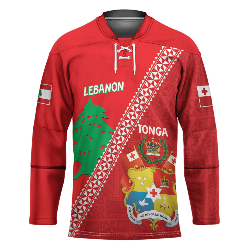 Tonga And Lebanon Hockey Jersey 2026 Together Half Style LT14 Unisex Red - Polynesian Pride