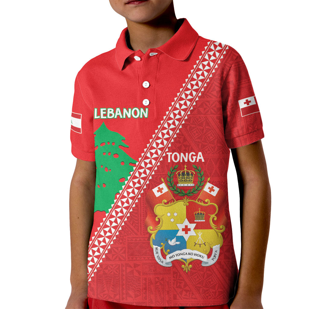 Tonga And Lebanon Kid Polo Shirt 2026 Together Half Style LT14 Kid Red - Polynesian Pride