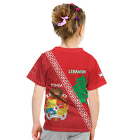 Tonga And Lebanon Kid T Shirt 2026 Together Half Style LT14 - Polynesian Pride
