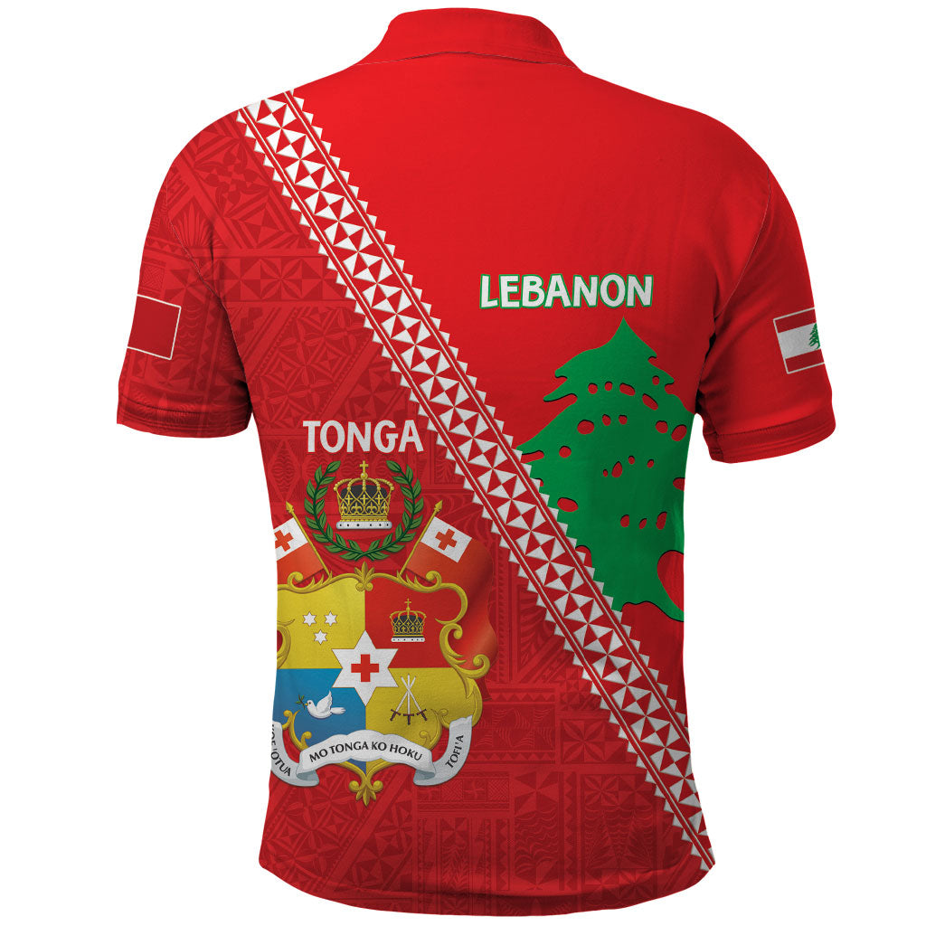 Tonga And Lebanon Polo Shirt 2026 Together Half Style LT14 - Polynesian Pride