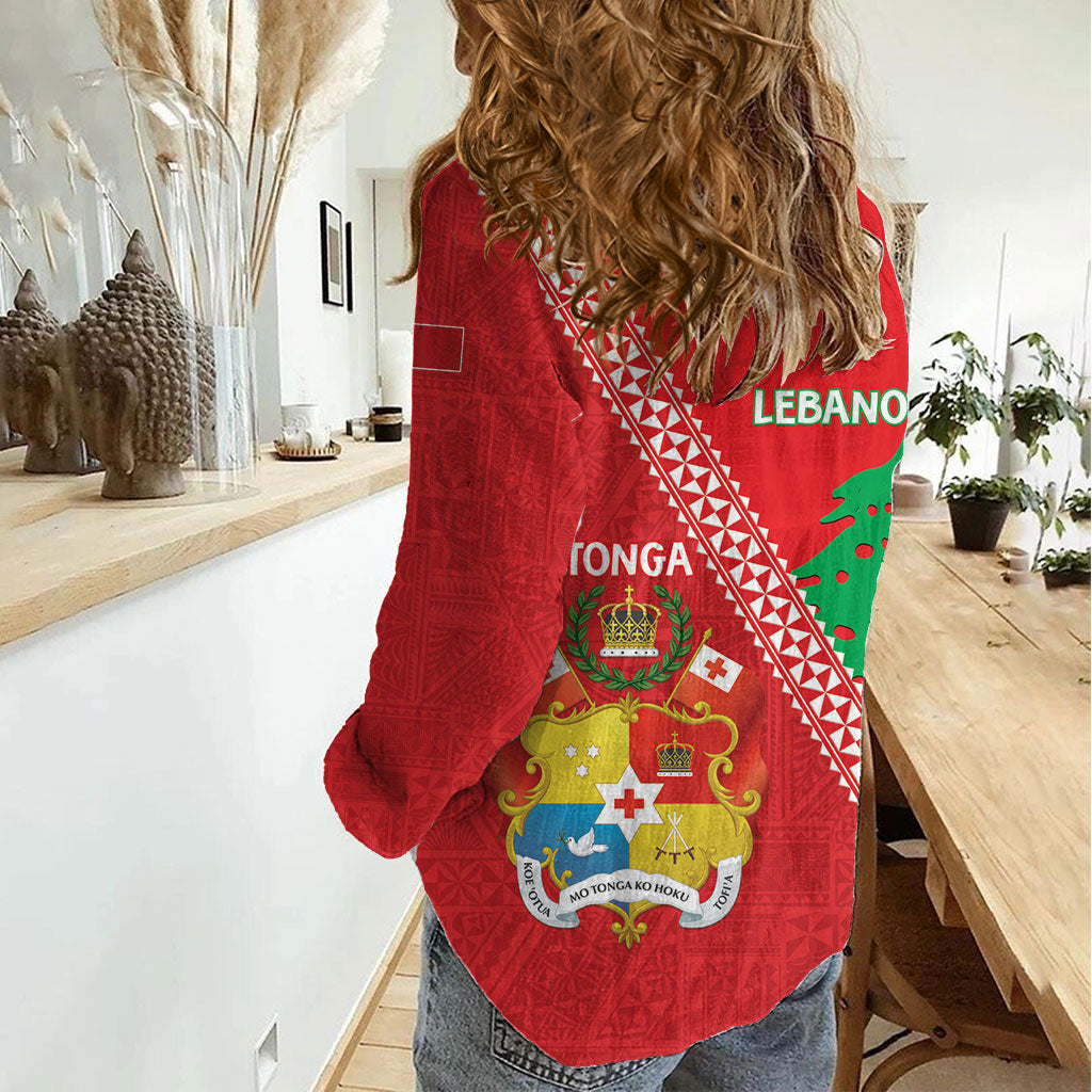 Tonga And Lebanon Women Casual Shirt 2026 Together Half Style LT14 - Polynesian Pride