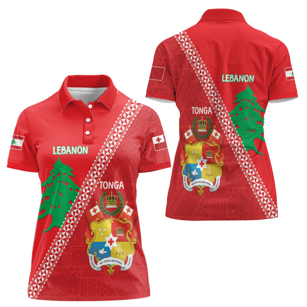 Tonga And Lebanon Women Polo Shirt 2026 Together Half Style LT14 - Polynesian Pride