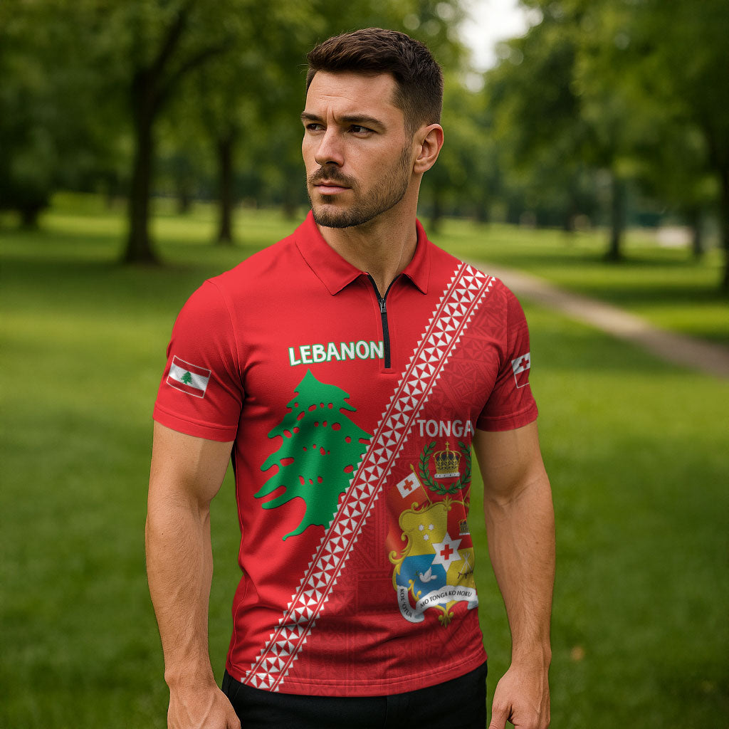 Tonga And Lebanon Zipper Polo Shirt 2026 Together Half Style