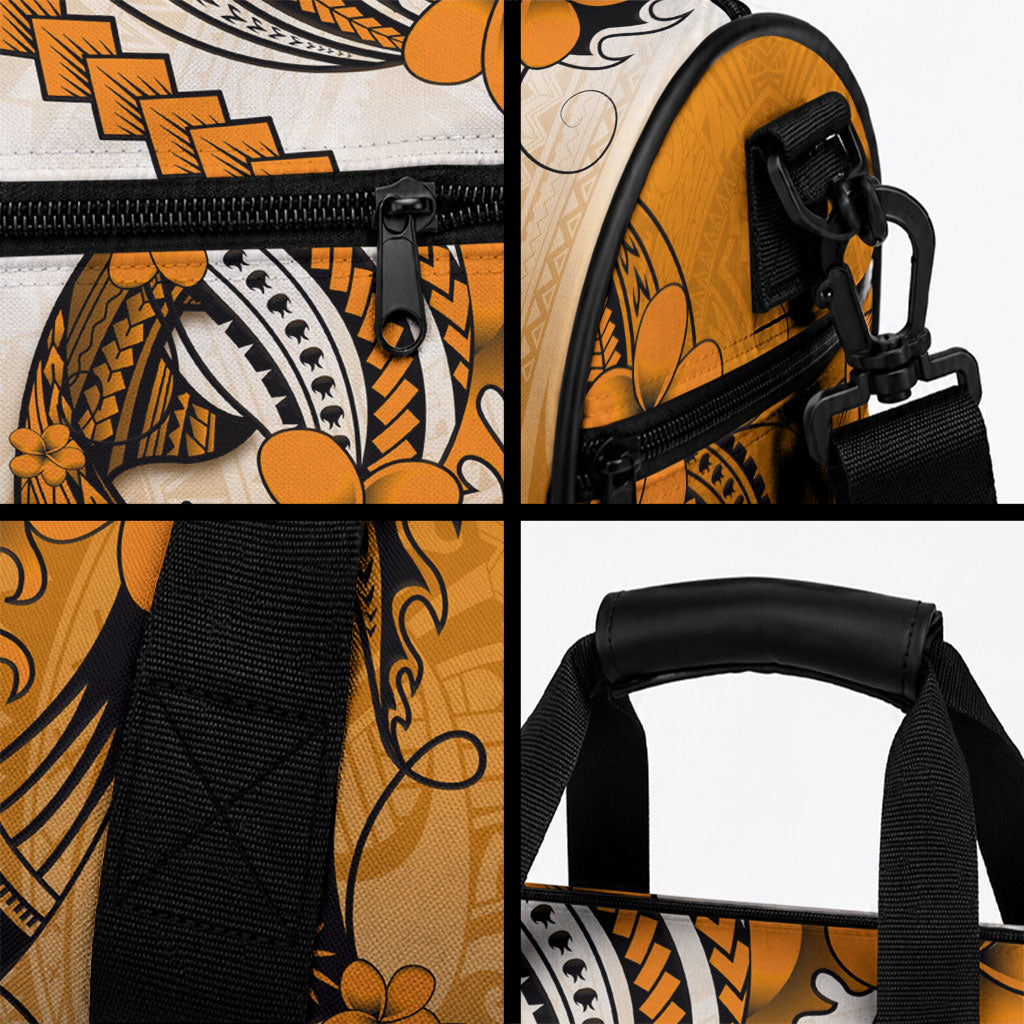 Hawaii Duffle Bag Polynesian Shark Tattoo With Plumeria Orange Gradient LT14 - Polynesian Pride