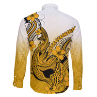 Gold Hawaii Family Matching Outfits Mermaid Dress And Hawaiian Shirt Polynesian Shark Tattoo LT14 - Polynesian Pride