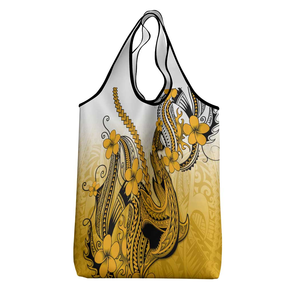 Gold Gradient Hawaii Grocery Bag Polynesian Shark Tattoo With Plumeria LT14 - Polynesian Pride