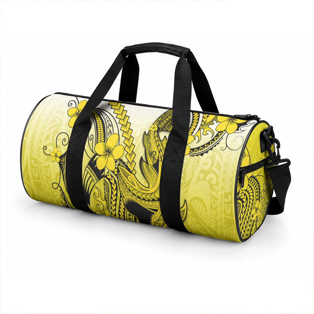 Hawaii Duffle Bag Polynesian Shark Tattoo With Plumeria Yellow Gradient LT14 - Polynesian Pride