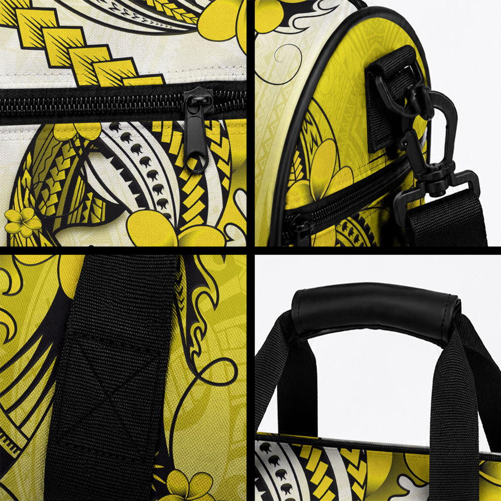 Hawaii Duffle Bag Polynesian Shark Tattoo With Plumeria Yellow Gradient LT14 - Polynesian Pride