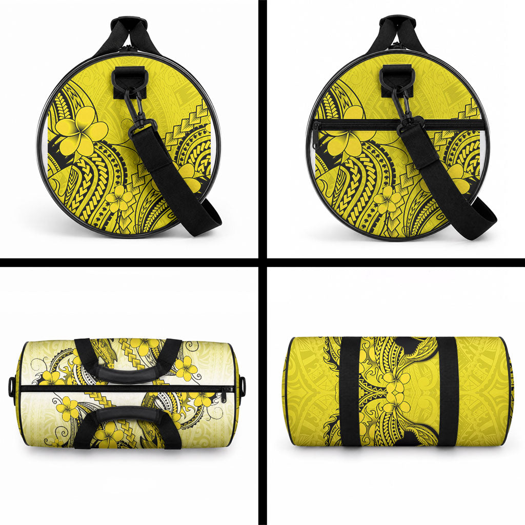 Hawaii Duffle Bag Polynesian Shark Tattoo With Plumeria Yellow Gradient LT14 - Polynesian Pride