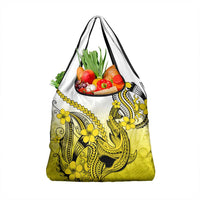 Yellow Gradient Hawaii Grocery Bag Polynesian Shark Tattoo With Plumeria LT14 1-pack One Size Yellow - Polynesian Pride