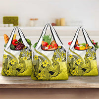 Yellow Gradient Hawaii Grocery Bag Polynesian Shark Tattoo With Plumeria LT14 3-pack One Size Yellow - Polynesian Pride