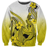 Hawaii Sweatshirt Polynesian Shark Tattoo With Plumeria Yellow Gradient LT14 Unisex Yellow - Polynesian Pride