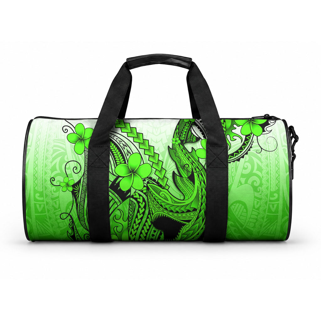 Hawaii Duffle Bag Polynesian Shark Tattoo With Plumeria Green Gradient LT14 One size Green - Polynesian Pride