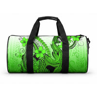 Hawaii Duffle Bag Polynesian Shark Tattoo With Plumeria Green Gradient LT14 One size Green - Polynesian Pride