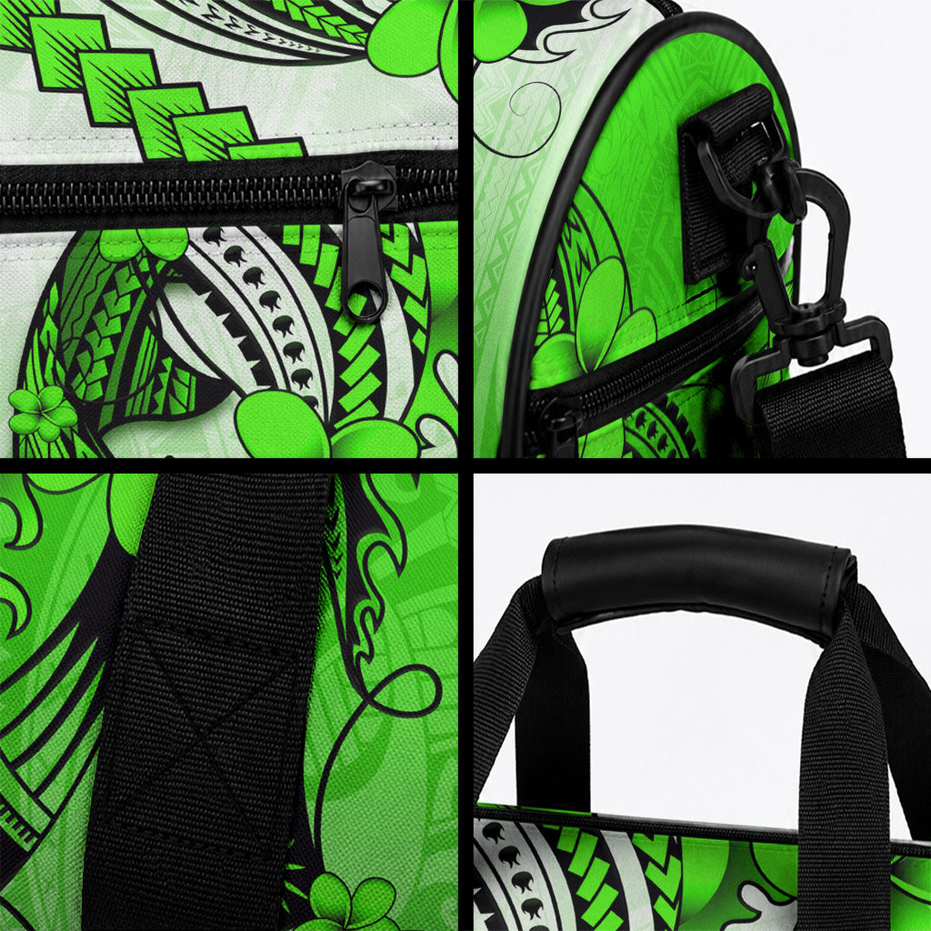 Hawaii Duffle Bag Polynesian Shark Tattoo With Plumeria Green Gradient LT14 - Polynesian Pride
