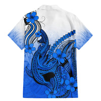 Blue Hawaii Family Matching Outfits Off Shoulder Maxi Dress And Hawaiian Shirt Polynesian Shark Tattoo LT14 - Polynesian Pride