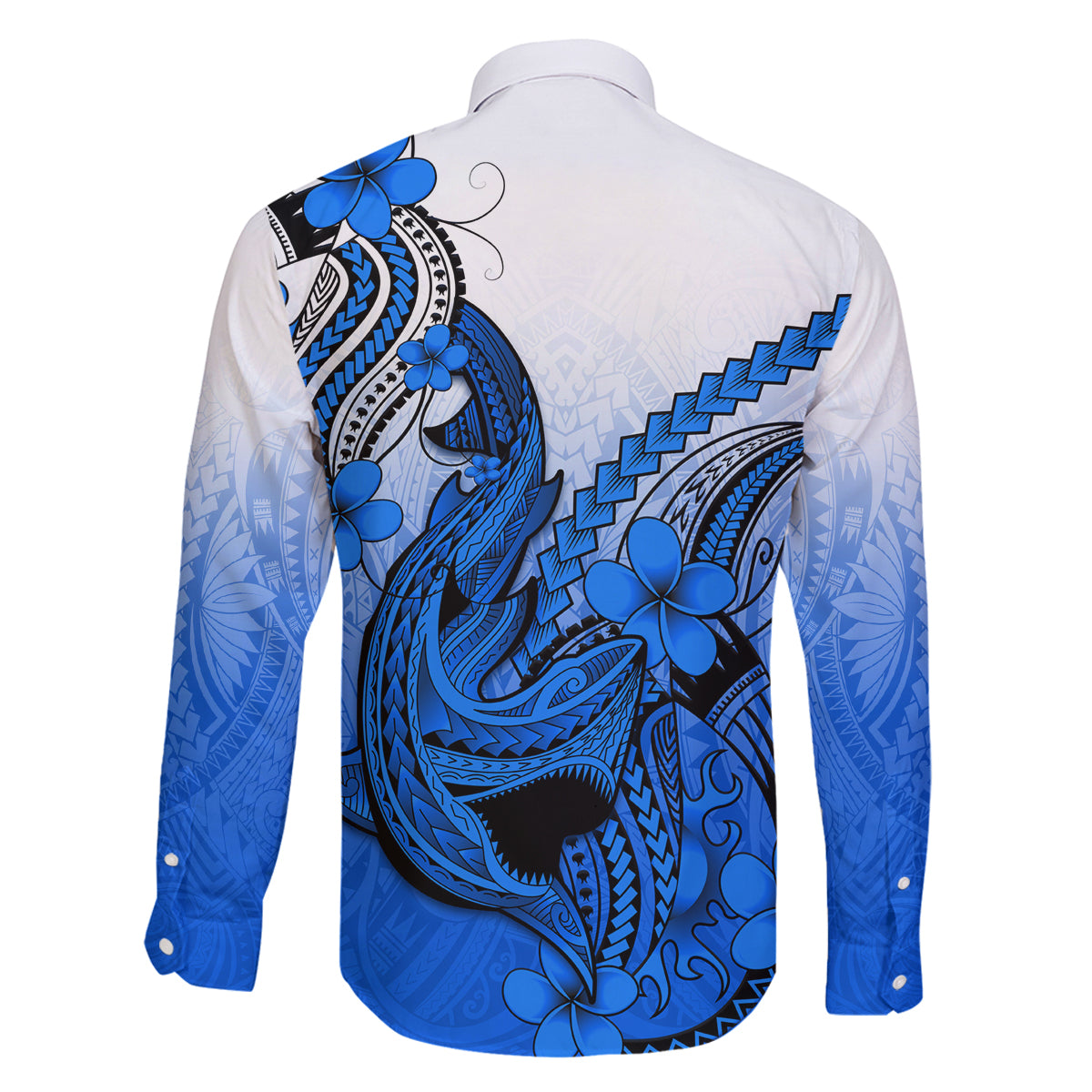 Blue Hawaii Family Matching Outfits Off Shoulder Maxi Dress And Hawaiian Shirt Polynesian Shark Tattoo LT14 - Polynesian Pride