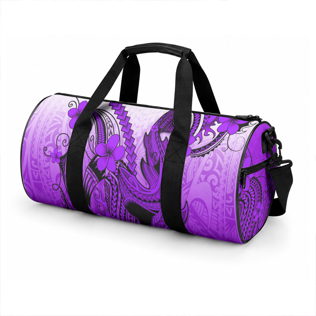 Hawaii Duffle Bag Polynesian Shark Tattoo With Plumeria Purple Gradient LT14 - Polynesian Pride