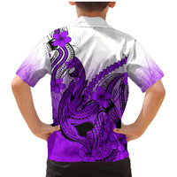 Purple Hawaii Family Matching Outfits Mermaid Dress And Hawaiian Shirt Polynesian Shark Tattoo LT14 - Polynesian Pride