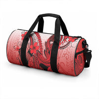 Hawaii Duffle Bag Polynesian Shark Tattoo With Plumeria Red Gradient LT14 - Polynesian Pride