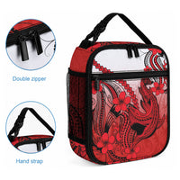 Hawaii Lunch Bag Polynesian Shark Tattoo With Plumeria Red Gradient LT14 - Polynesian Pride