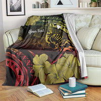 Personalised Hawaii Nene Goose Blanket Hawaiian Map Hibiscus Polynesian Art - Reggae Gradient LT14 Reggae - Polynesian Pride