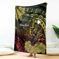 Personalised Hawaii Nene Goose Blanket Hawaiian Map Hibiscus Polynesian Art - Reggae Gradient LT14 - Polynesian Pride
