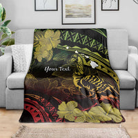 Personalised Hawaii Nene Goose Blanket Hawaiian Map Hibiscus Polynesian Art - Reggae Gradient LT14 - Polynesian Pride