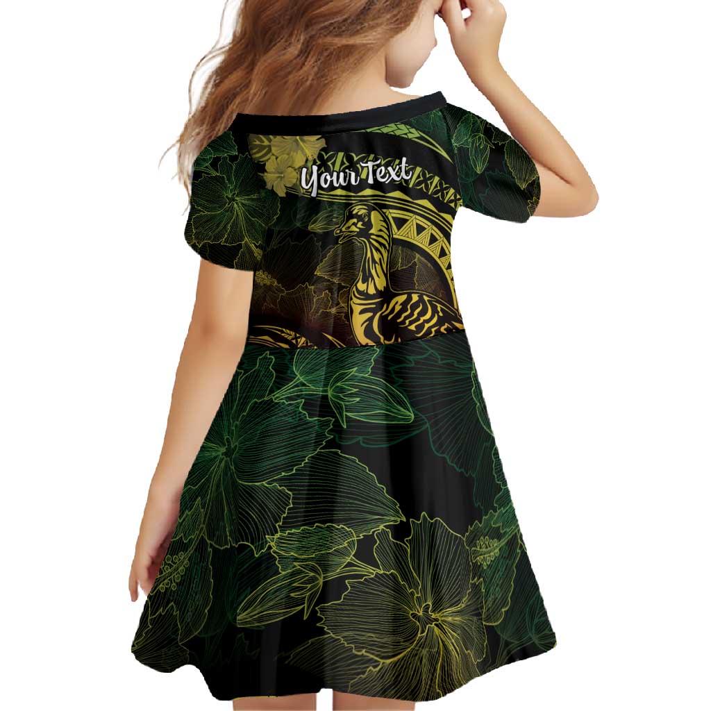Personalised Hawaii Nene Goose Family Matching Mermaid Dress and Hawaiian Shirt Hawaiian Map Hibiscus Polynesian Art - Reggae Gradient LT14 - Polynesian Pride
