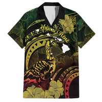 Personalised Hawaii Nene Goose Family Matching Puletasi and Hawaiian Shirt Hawaiian Map Hibiscus Polynesian Art - Reggae Gradient LT14 Dad's Shirt - Short Sleeve Reggae - Polynesian Pride