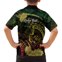 Personalised Hawaii Nene Goose Family Matching Tank Maxi Dress and Hawaiian Shirt Hawaiian Map Hibiscus Polynesian Art - Reggae Gradient