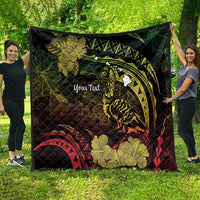 Personalised Hawaii Nene Goose Quilt Hawaiian Map Hibiscus Polynesian Art - Reggae Gradient LT14 - Polynesian Pride