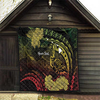 Personalised Hawaii Nene Goose Quilt Hawaiian Map Hibiscus Polynesian Art - Reggae Gradient LT14 - Polynesian Pride