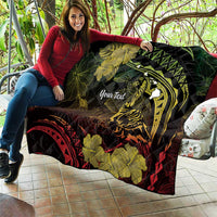 Personalised Hawaii Nene Goose Quilt Hawaiian Map Hibiscus Polynesian Art - Reggae Gradient LT14 - Polynesian Pride
