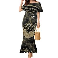 Personalised Hawaii Nene Goose Family Matching Mermaid Dress and Hawaiian Shirt Hawaiian Map Hibiscus Polynesian Art - Beige LT14 Mom's Dress Beige - Polynesian Pride