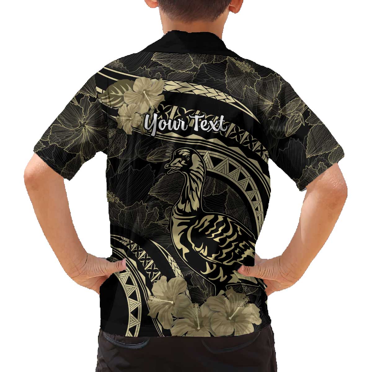 Personalised Hawaii Nene Goose Family Matching Puletasi and Hawaiian Shirt Hawaiian Map Hibiscus Polynesian Art - Beige LT14 - Polynesian Pride