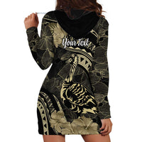 Personalised Hawaii Nene Goose Hoodie Dress Hawaiian Map Hibiscus Polynesian Art - Beige LT14 - Polynesian Pride
