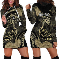 Personalised Hawaii Nene Goose Hoodie Dress Hawaiian Map Hibiscus Polynesian Art - Beige LT14 - Polynesian Pride