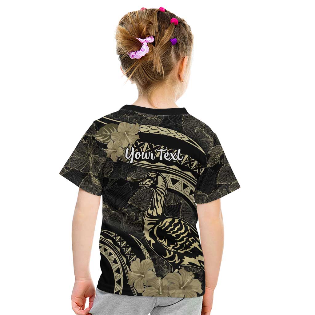 Personalised Hawaii Nene Goose Kid T Shirt Hawaiian Map Hibiscus Polynesian Art - Beige LT14 - Polynesian Pride