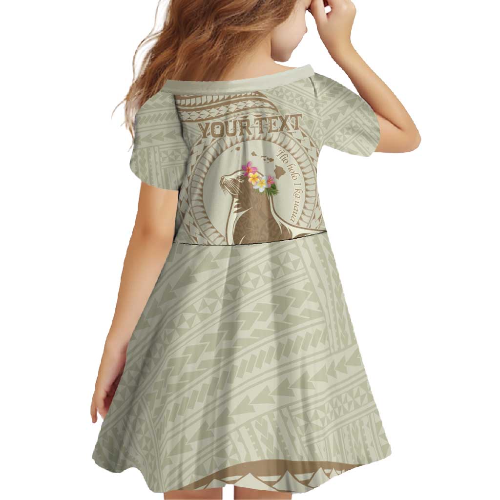 Personalised Hawaii Monk Seal Family Matching Mermaid Dress and Hawaiian Shirt Polynesian Tattoo With Tropical Flowers - Beige Pastel LT14 - Polynesian Pride