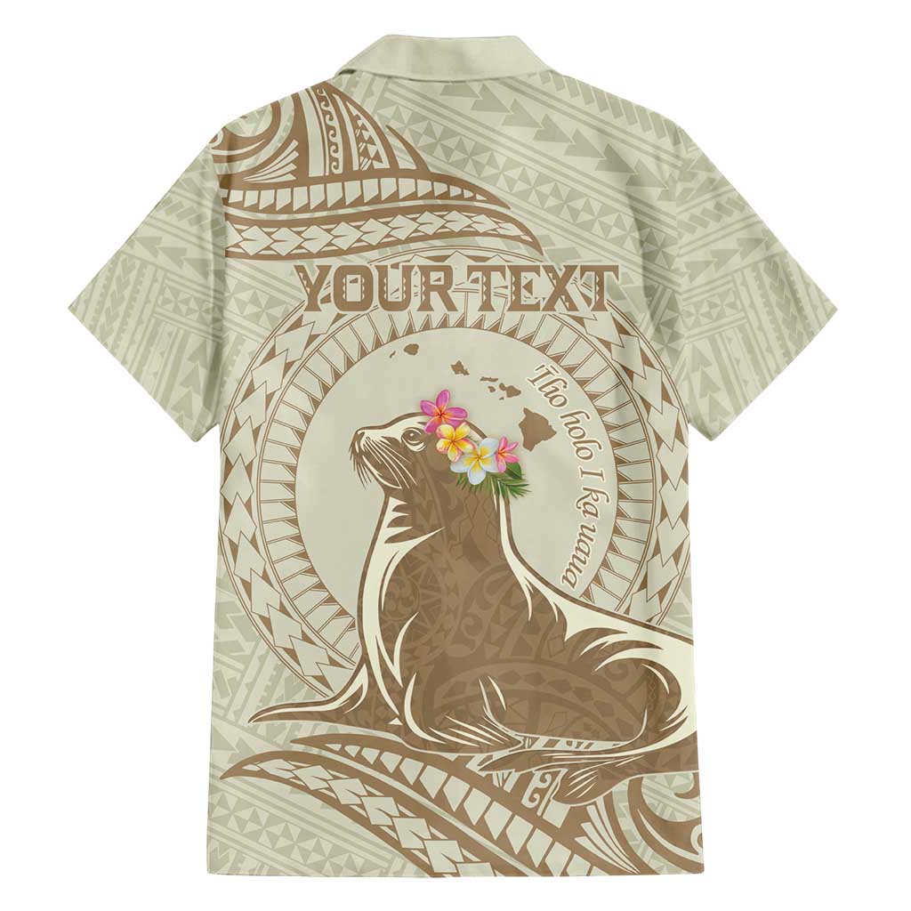 Personalised Hawaii Monk Seal Family Matching Off Shoulder Maxi Dress and Hawaiian Shirt Polynesian Tattoo With Tropical Flowers - Beige Pastel LT14 - Polynesian Pride