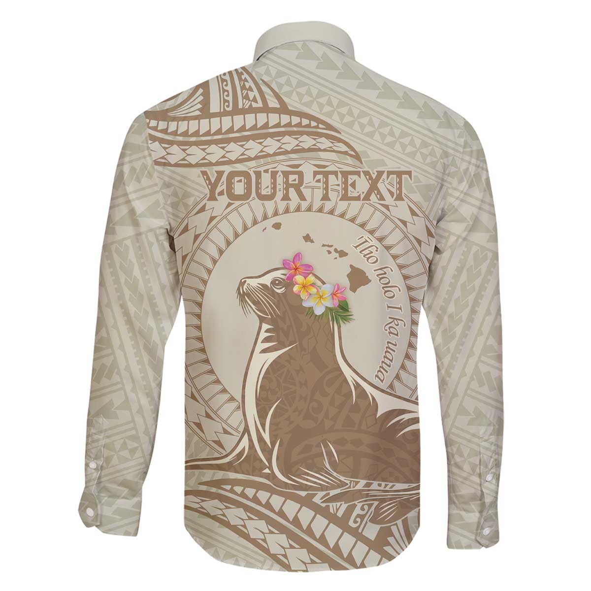 Personalised Hawaii Monk Seal Family Matching Puletasi and Hawaiian Shirt Polynesian Tattoo With Tropical Flowers - Beige Pastel LT14 - Polynesian Pride
