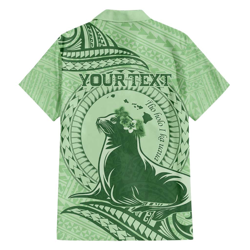 Personalised Hawaii Monk Seal Family Matching Off Shoulder Maxi Dress and Hawaiian Shirt Polynesian Tattoo With Tropical Flowers - Green Pastel LT14 - Polynesian Pride