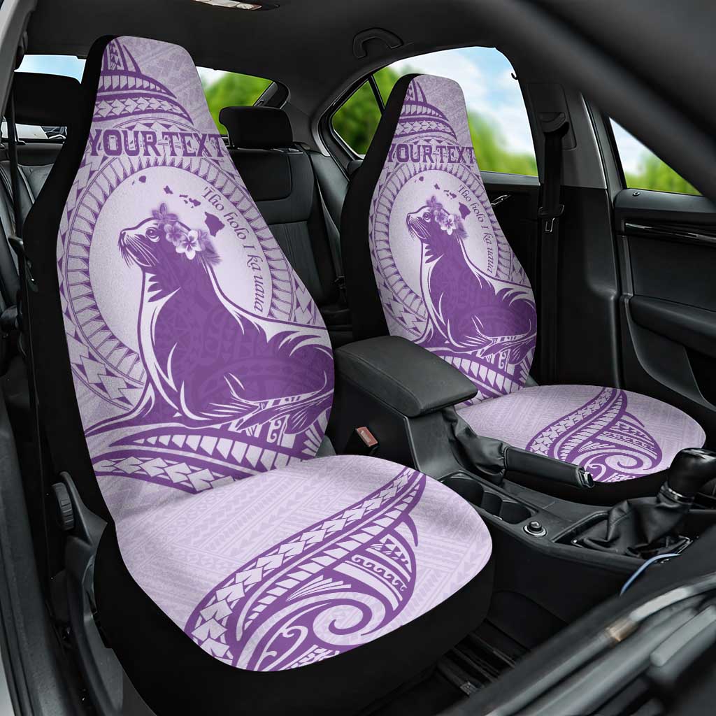 Personalised Hawaii Monk Seal Car Seat Cover Polynesian Tattoo With Tropical Flowers - Purple Pastel LT14 One Size Purple - Polynesian Pride
