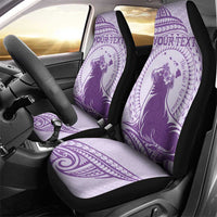 Personalised Hawaii Monk Seal Car Seat Cover Polynesian Tattoo With Tropical Flowers - Purple Pastel LT14 - Polynesian Pride