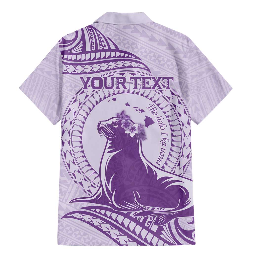 Personalised Hawaii Monk Seal Family Matching Mermaid Dress and Hawaiian Shirt Polynesian Tattoo With Tropical Flowers - Purple Pastel LT14 - Polynesian Pride