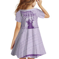 Personalised Hawaii Monk Seal Family Matching Off Shoulder Maxi Dress and Hawaiian Shirt Polynesian Tattoo With Tropical Flowers - Purple Pastel LT14 - Polynesian Pride